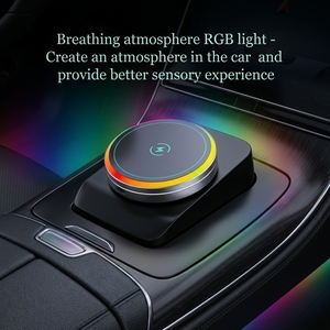 <span class=keywords><strong>Chargeur</strong></span> de voiture sans fil universel 15W à charge rapide avec lumière RGB, support magnétique puissant, installation sur grille d'aération, lots en gros - Product Image 4