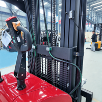 Penumpuk Pallet Elektrik High Lift 5.5m Walkie 1.5-2 Ton Lithium-Ion Tipe Stand-on dengan Guardrail, Bersertifikasi CE ISO