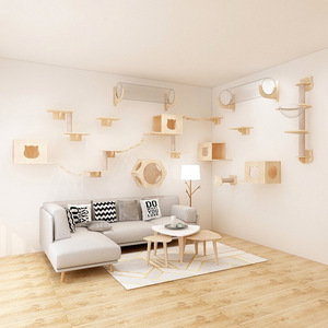 Cat Wall Frame Climbing Cat Wall Furniture Shelves Perches House Sisal Post Ladder Steps Factory Wholesale Hot sell