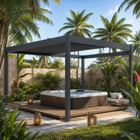 Pergola électrique à lames orientables avec protection contre la pluie pour balcon, protection solaire - Design naturel écologique