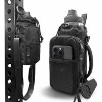 Sac de sport magnétique de haute qualité avec poche en filet, petit sac bandoulière porte-bouteille d'eau noir - Sac pour homme et femme