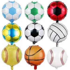 新到18英寸足球篮球棒球排球比赛生日世界运动派对装饰箔气球供应商