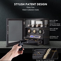 Remontoir de montre à écran tactile LCD de luxe en stock Dropshipping Remontoir de montre automatique à 3 emplacements avec lumière LED et tiroir de rangement