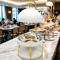 Réchaud de buffet suspendu haut de gamme en acier inoxydable noir et doré avec logo personnalisé, chauffage au combustible 8L, pour hôtels et mariages