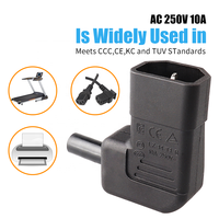 Adaptateur de prise LANZMFG LZ-14-T1R 10A 250V IEC 320 C14 mâle vers C13 femelle en nylon pour PDU/UPS, angle droit 90 degrés vers le haut/bas