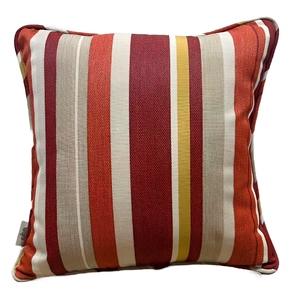 Housse de coussin carrée rayée de luxe en tissu 100% coton, garnissage en polyester de haute qualité, écologique, réversible, pour usage extérieur et domestique - Product Image 2