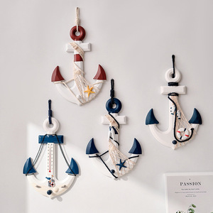 Mediterranean Style Sea Anchor <b>Wall</b> Hanging 33cm MDF Home <b>Decor</b> Art Pendant Irregular Shape - Product Image 5