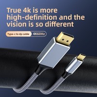 Kabel Video USB-C ke DP 1.4 8K Definisi Tinggi, Kabel Tembaga untuk Mirroring, Kompatibel dengan Laptop untuk Screen Casting
