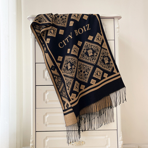 <strong>Wool</strong> Scarf for Men Custom <strong>Design</strong> and logo for Winter Jacquard Tassel <strong>Shawl</strong> - Product Image 2