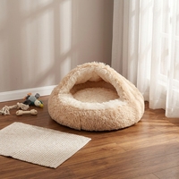 Tempat Tidur Kucing Bulu Imitasi Bentuk Donat Terlaris, Empuk, Nyaman, Berbentuk Gua, Untuk Kucing dan Anjing Kecil, Dilengkapi Tudung