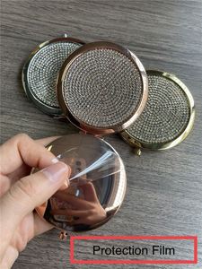 Miroir de maquillage en cristal de luxe, miroirs pliables ronds portables, miroir de poche or argent, idéal pour un cadeau personnalisé - Product Image 6