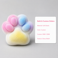 Jouets Squishy en forme de patte de chat, doux et moelleux, à récupération lente, couleurs macaron pastel rose, bleu, lavande, pour décoration de chambre