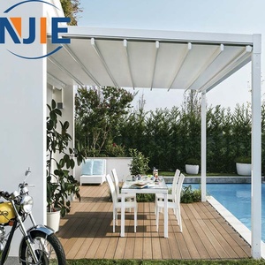 Pergola Motorizzata Retrattile con Telaio in Alluminio Impermeabile <span class=keywords><strong>per</strong></span> Esterni, <span class=keywords><strong>Copertura</strong></span> in Tessuto PVC 850g, Funzionamento Manuale, Autoportante e Resistente al Vento - Product Image 5