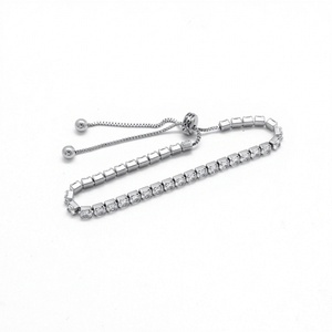 Stainless Steel <b>Adjustable</b> Tennis <b>Bracelet</b> with Sparkling Round Cut Zirconia Stones Slider Chain Elegant Gift for Women - Product Image 4