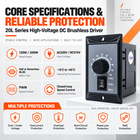 Contrôleur de moteur BLDC AC220V avec vitesse réglable, marche avant/arrière et protections multiples pour applications industrielles