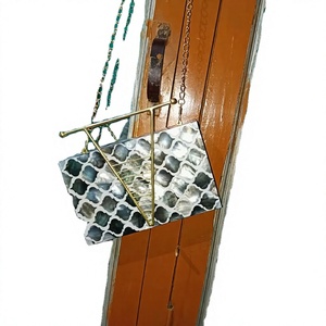 Royal Wooden Mother of Pearl Inlay Clutch Bag Arabic Pattern Modern <b>Eid</b> Ramadan <b>Gift</b> Handcrafted Luxury Fashion - Product Image 1