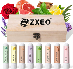 Set di Inalatori Nasali - 8 Oli Essenziali per Terapia e Allenamento Olfattivo con Limone, Chiodi di Garofano, Eucalipto, Rosa - Naturale - Product Image 1