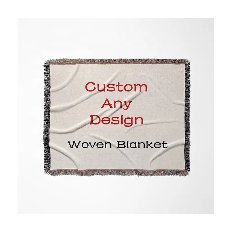 Custom qualsiasi design multifunzione per uso domestico all'aperto da campeggio tappetino da picnic in cotone poliestere tessuto jacquard coperta intrecciata personalizzata