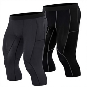 Gym Leggings US Size 90% Polyester 10% Spandex Custom Logo Sportswear Running <b>Tights</b> Baselayer Pants <b>Compression</b> Knee Length - Product Image 2