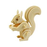 Puzzle 3D en bois DIY, ensemble de 5 animaux assortis, jouet éducatif à assembler, cerf, écureuil, décoration de bureau pour enfants