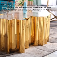 Table basse décorative moderne en acier inoxydable doré brillant, style arbre, pour salon, écologique