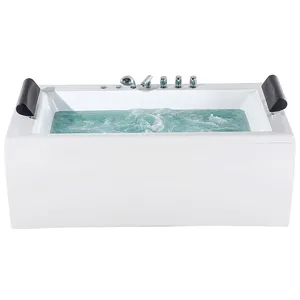1600mm Long Massage Acrylic Bath Tub Indoor Bathroom Whirlpool Bathtub With Water Level Reaction