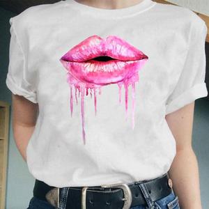 Mujeres O cuello Top Sexy creativo <span class=keywords><strong>de</strong></span> gran tamaño <span class=keywords><strong>de</strong></span> la chica impresa desgaste Casual suelta <span class=keywords><strong>de</strong></span> talla grande <span class=keywords><strong>de</strong></span> manga corta <span class=keywords><strong>Kiss</strong></span> Lip gráfico camiseta - Product Image 6