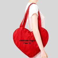 Tas Kanvas Logo Kustom Bahan Katun Nyaman untuk Belanja, Bentuk Hati Multiwarna