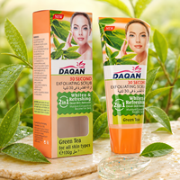 Gommage visage au thé vert DAQAN, gel exfoliant transparent avec perles nettoyantes colorées, éliminateur de peaux mortes et d'impurités, 100g