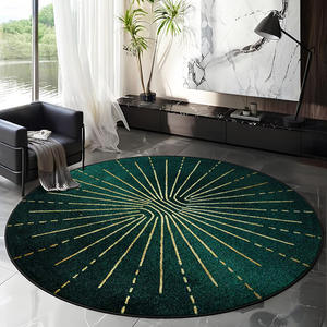 Alfombra de terciopelo de cristal redonda de lujo con diseño abstracto, resistente a las manchas, lavable, decoración para el hogar, para sala de estar y dormitorio - Product Image 5