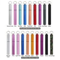 Ensemble de pailles télescopiques réutilisables en acier inoxydable 304 |   Tube de rangement personnalisable avec logo et mousqueton |   Écologique et portable