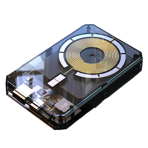 100% Transparent Portable Wireless Charger Small Mobile Fast Charging Power Bank 15W Output USB Input Interface Magnetic Design
