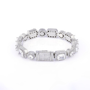 Bracelets exclusifs de streetwear urbain GRA Moissanite Big Rock en argent S925, entièrement sertis de pierres, testés, bijoux rap, directement de l'usine - Product Image 1