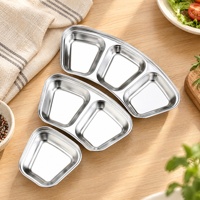 Plat à sauce en acier inoxydable SUS304 à bords lisses, plateau à condiments poli de qualité alimentaire, plaqué or pour table de repas coréenne, hôtel