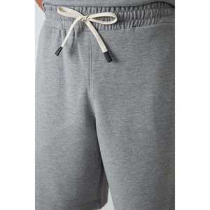 Conjunto de camiseta y pantalones cortos oversize para hombre, de algodón gris melange, transpirable, tejido básico 85249 - Product Image 5