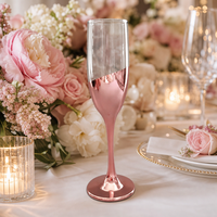 Flûte à champagne en verre or rose 100 % inspectée par contrôle qualité, hauteur 22,5 cm, bord découpé au laser à froid, gobelet personnalisé, échantillon rapide en 7 jours pour hôtel