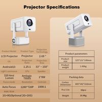 Projecteur C360 à prix d'usine, portable, écran LCD 200 pouces, pour la maison et l'extérieur, Android 13, vidéo 280 ANSI, haut-parleur, projecteur vidéo intelligent