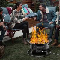Brasero à gaz avec pierres de lave - Cheminée portable sans fumée pour usage extérieur et intérieur