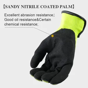 Anti-Stoß-sandfarbene Nitril-Polyester dick gefüttert anti-Rutsch Bau-Sicherheit Arbeit Handschuhe Großhandel