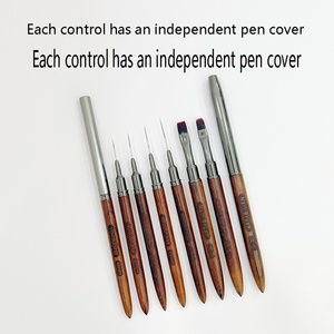 Professional Drawing Nail <b>Brushes</b> Art Line <b>Brush</b> High Quality Wooden Pole Pen with Flat Nylon Hair Custom Logo for Nail Shops - Product Image 6