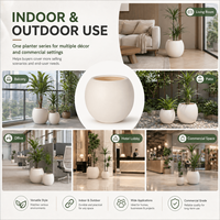 Pot de fleurs rond en plastique moderne pour l'intérieur et l'extérieur, léger, décoratif, aspect céramique, pot de jardin en plastique