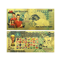 Billet de banque doré de football du Qatar 2022 - Carte dorée 32 pays avec joueurs étoiles