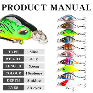 Factory Outlet Hundimiento 3,5g 56mm Cebo duro Anzuelos triples dobles Aparejos de pesca Minnow Catch Big Fish - Product Image 2