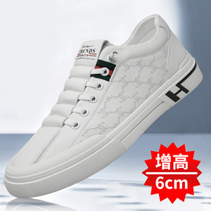Men's <b>Height</b> <b>Increasing</b> Sneakers Leather White Casual Shoes Slip-On Fashionable Trendy Adult 18-59 Wenzhou Zhejiang - Product Image 5