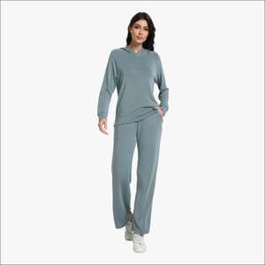 Conjunto de Pijama de Bambú de 2 Piezas con Capucha para Mujer, Ropa de Estar por Casa OEM ODM, Conjuntos de Sudadera con Capucha para Mujer - Product Image 2