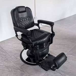 Sillón <span class=keywords><strong>de</strong></span> Barbería Profesional para Peluquería, Moderno, Ajustable, Reclinable, Giratorio, Completamente Negro - Product Image 6