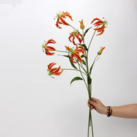 AR-1122 PU Feuer Lily Real Touch Long Branch 75CM Neue Ankunft Künstliche Gloriosa Blume für Zuhause