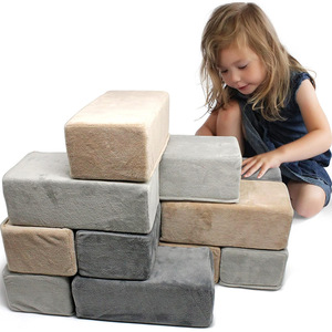 Blocs de construction en mousse surdimensionnés, doux et moelleux, gris beige, empilables, pour la sécurité des enfants, jouets éducatifs non toxiques pour la salle de jeux - Product Image 1