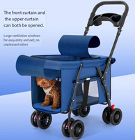 Chariot de promenade pliable léger et portable à 3 roues pour animaux de compagnie, respirant, avec frein, porte-gobelet et grande capacité – Vente en gros