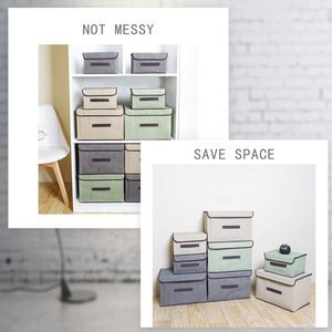 Bacs de rangement pliables en tissu, conteneurs, paniers avec couvercle, pour maison, chambre, placard de bureau - Product Image 6
